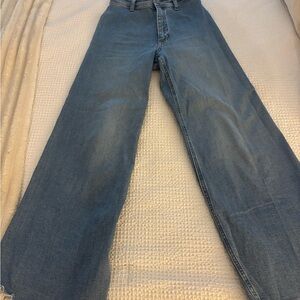 Zara Blue Flare Wide Leg Jeans, Marine Cut